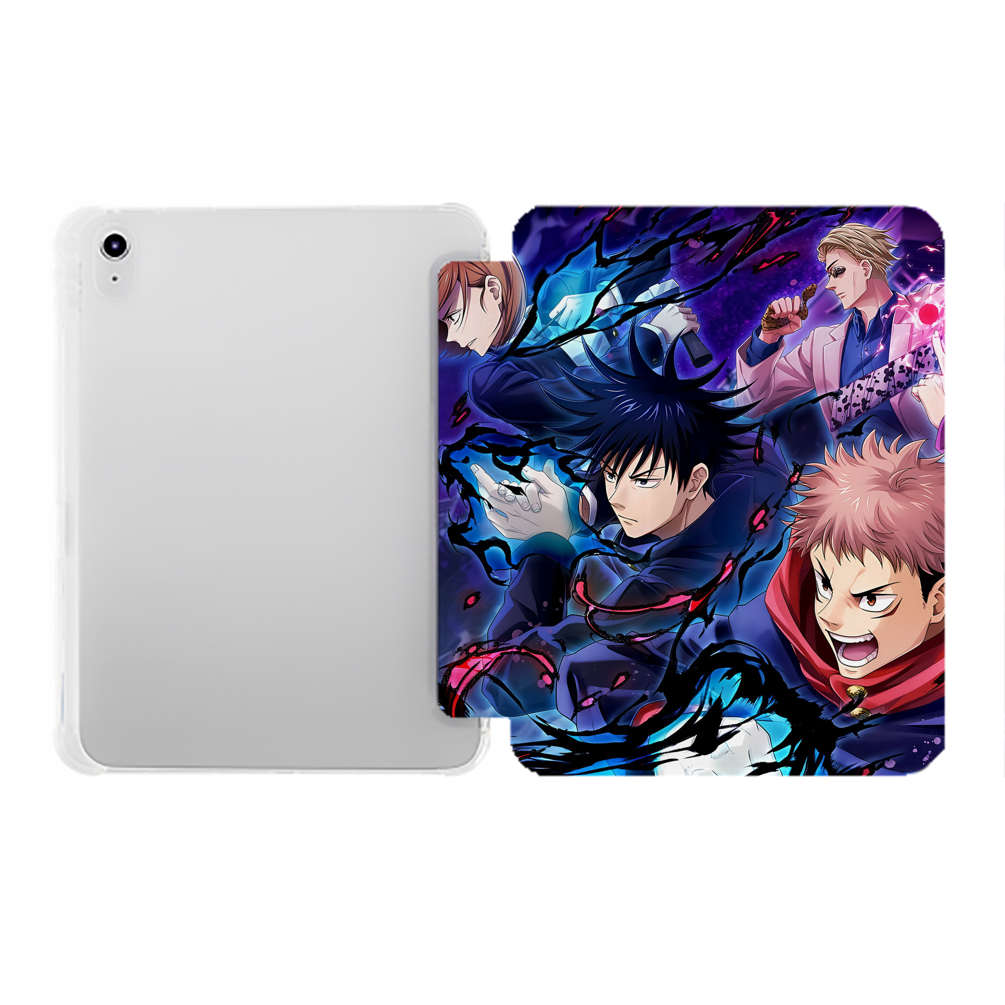 （画像用） 呪術廻戦 Jujutsu Kaisen IPad ケース ペン収納付き 三つ折りスタンド PUレザー×シリコン 対応機種9.5/10.5/10.9インチ